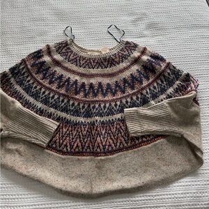 Cozy Beige and Navy Patterned Sweater